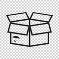 Open box icon. Shipping pack flat vector illustration on isolate Royalty Free Stock Photo