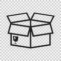 Open box icon. Shipping pack flat vector illustration on isolate Royalty Free Stock Photo