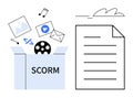 SCORM Package Unpacking Digital Content with Media Files and Code Near an Instructional Document Royalty Free Stock Photo