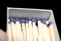 Open box with matches in hand Royalty Free Stock Photo