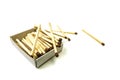 Open box of matches, isolated on a white background