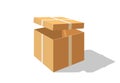 Open box in perspective view. Carton gift box delivery package, open box Royalty Free Stock Photo
