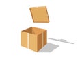 Open box in perspective view. Carton gift box delivery package, open box Royalty Free Stock Photo