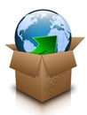 Open box with planet earth