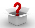 Open box with question Royalty Free Stock Photo