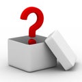 Open box with question Royalty Free Stock Photo