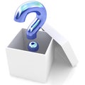 Open box with question. Isolated Royalty Free Stock Photo