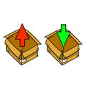 Open box. Set of cardboard containers. An empty package.
