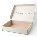 Open box with text \'the box is open Royalty Free Stock Photo