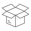 Open box thin line icon, e commerce and marketing