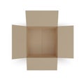 Open box top view. paper parcel. Realistic carton. Vector illustration