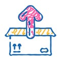 open box unpacking loading contents icon doodle illustration