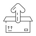 open box unpacking loading contents line icon vector illustration Royalty Free Stock Photo