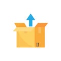 Open box with an up arrow. Unboxing Royalty Free Stock Photo