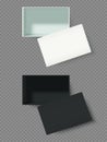 Open boxes, white and black, isolated, vector illustration