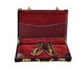 Open Briefcase with baby shoes