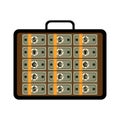 Open briefcase with bundles of different banknotes Royalty Free Stock Photo