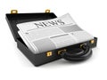 Open briefcase with newspaper Royalty Free Stock Photo