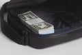 Open briefcase with one million dollars bills with tape Royalty Free Stock Photo