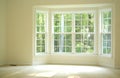 Open and bright room with bay window Royalty Free Stock Photo