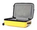 Open bright yellow suitcase Royalty Free Stock Photo