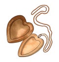 Open bronze medallion in the shape of a heart Royalty Free Stock Photo