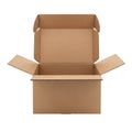 Open brown cardboard box with flaps on transparent background Royalty Free Stock Photo