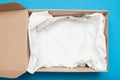 Open brown cardboard box, shipping package Royalty Free Stock Photo