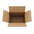 Open brown cardboard shipping box with flaps extended isolated on white background Royalty Free Stock Photo