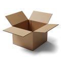 Open brown cardboard shipping box with flaps extended isolated on white background Royalty Free Stock Photo