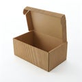 An open, brown corrugated cardboard box with a woven texture design Royalty Free Stock Photo