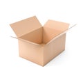 Open brown corrugated carton box. Big shipping packaging. 3d rendering illustration isolated