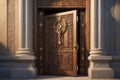 Open brown door