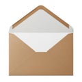 Open brown envelope isolated on white background Royalty Free Stock Photo