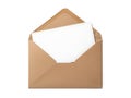 Open brown envelope with paper Royalty Free Stock Photo