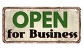 Open for business vintage rusty metal sign Royalty Free Stock Photo