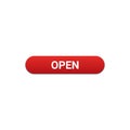 Open button with red color on white background for website and UI material