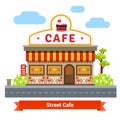 Open cafe building facade
