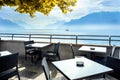 Open cafe on Geneva Lake in Vevey. Vaud canton, Switzerland