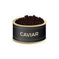 Open can with black caviar