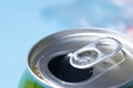 Open can of fresh beverage like coke or soda, copy space
