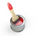 Open can of red paint. The new repair brush is on Royalty Free Stock Photo