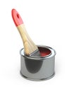 Open can of red paint. The new repair brush is on Royalty Free Stock Photo