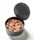 An open can of tuna fish. Royalty Free Stock Photo