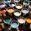 Open cans of paint in many colors, representing diversity and choice