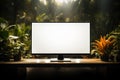 Open canvas Computer monitor\'s emptiness offers endless digital potential against background.