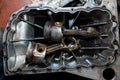 Open car engine with cylinders piston and rod Royalty Free Stock Photo