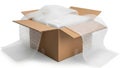 Open cardboard box with bubble wrap Royalty Free Stock Photo