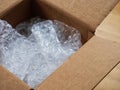 An open cardboard box with bubble wrap inside. Royalty Free Stock Photo