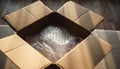 Open Cardboard Box with Bubble Wrap Royalty Free Stock Photo